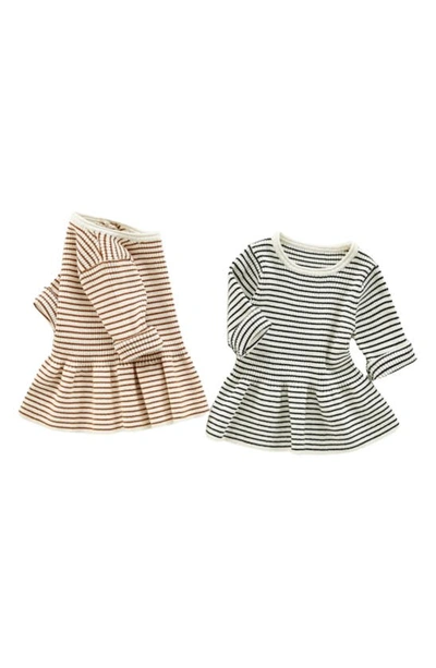 Ashmi And Co Rylee Stripe Cotton Dress In Brown