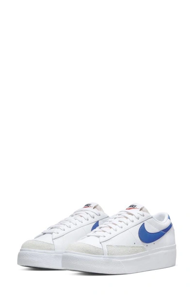 Shop Nike Blazer Low Platform Sneaker In White/ White/ Orange/ Royal