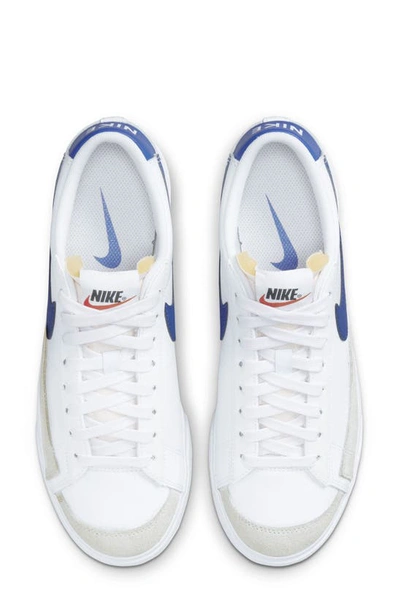 Nike Women's Blazer Low Platform Shoes In White/ White/ Orange/ Royal