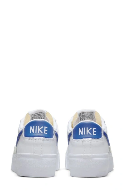 Nike Women's Blazer Low Platform Shoes In White/ White/ Orange/ Royal