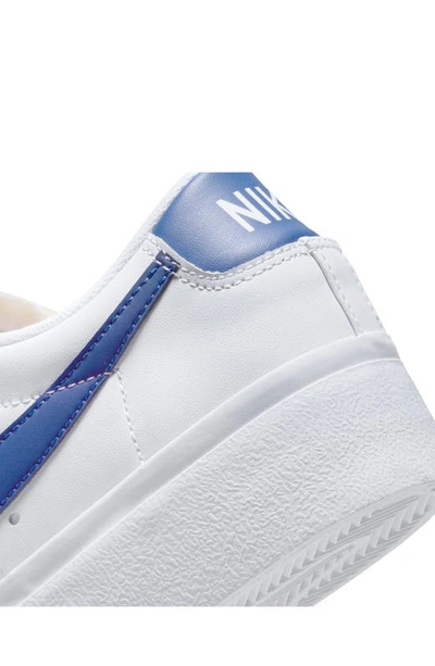 Nike Women's Blazer Low Platform Shoes In White/ White/ Orange/ Royal