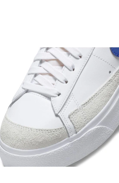 Nike Women's Blazer Low Platform Shoes In White/ White/ Orange/ Royal