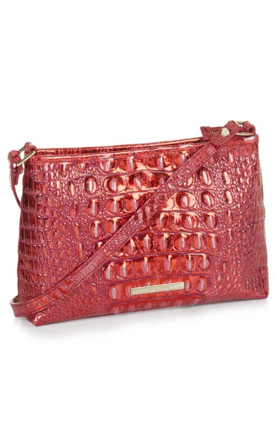 Shop Brahmin Lorelei Croc Embossed Leather Shoulder Bag In Red Dragon Melbourne