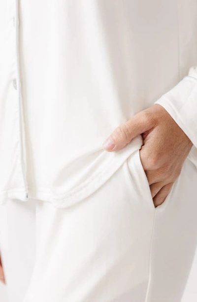 Cozy Earth Long Sleeve Knit Pajamas In Ivory