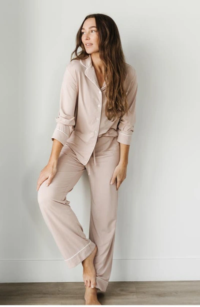 Shop Cozy Earth Long Sleeve Knit Pajamas In Blush