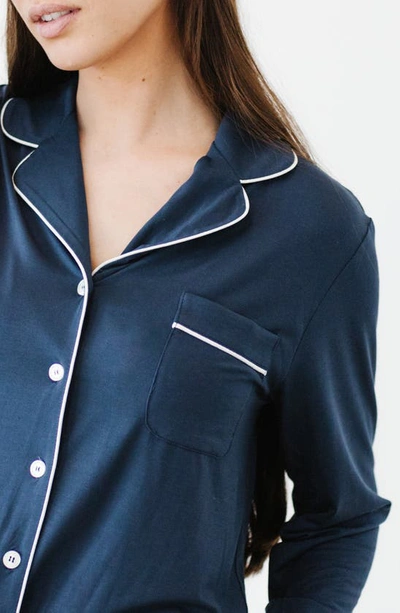 Cozy Earth Long Sleeve Knit Pajamas In Navy