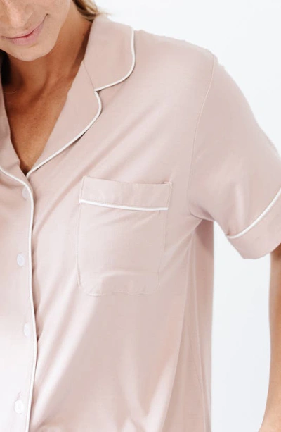 Cozy Earth Short Sleeve Knit Pajamas In Blush