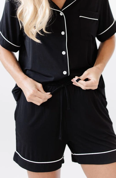 Cozy Earth Short Sleeve Knit Pajamas In Black