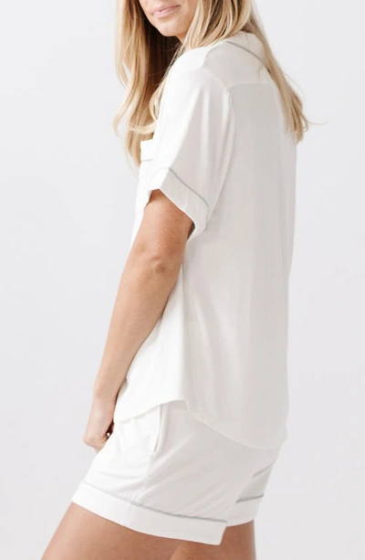 Shop Cozy Earth Short Sleeve Knit Pajamas In Ivory