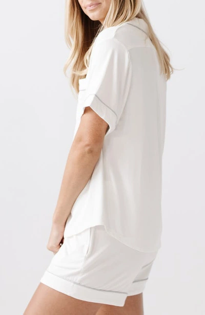 Cozy Earth Short Sleeve Knit Pajamas In Ivory