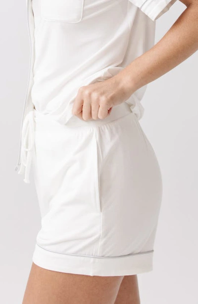 Shop Cozy Earth Short Sleeve Knit Pajamas In Ivory