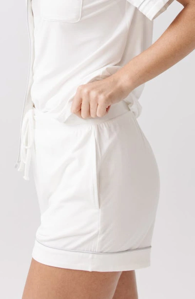Cozy Earth Short Sleeve Knit Pajamas In Ivory