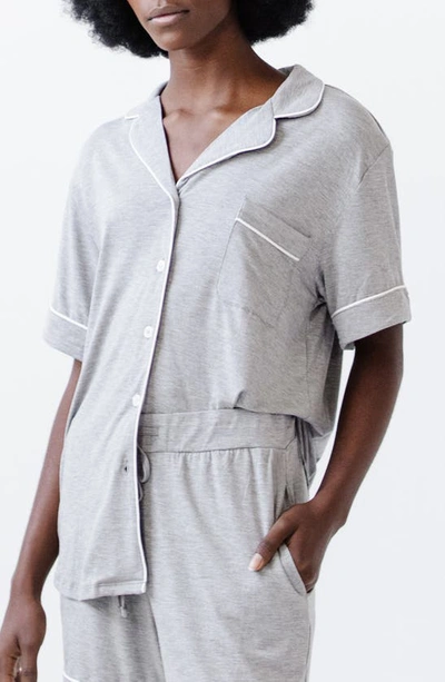 Cozy Earth Short Sleeve Knit Pajamas In Grey