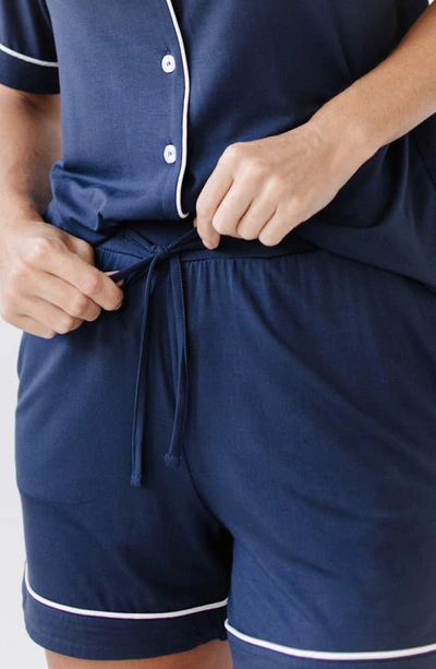 Cozy Earth Short Sleeve Knit Pajamas In Navy