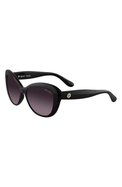 Velvet Eyewear Chrystie 55mm Cat Eye Sunglasses In Black