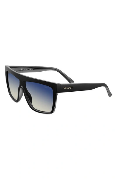 Shop Velvet Eyewear Melania 58mm Gradient Shield Sunglasses In Black