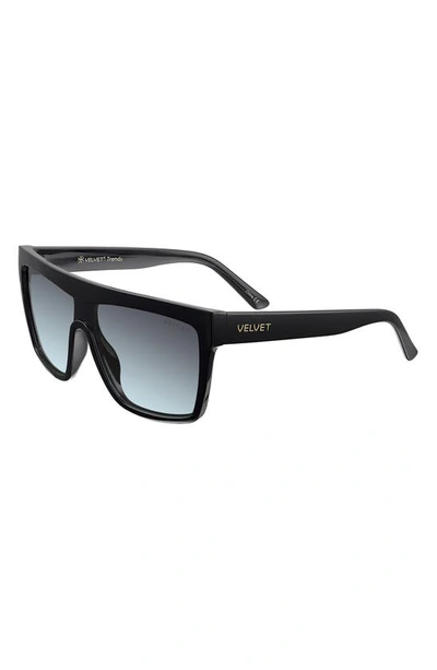 Shop Velvet Eyewear Melania 58mm Gradient Shield Sunglasses In Black 1