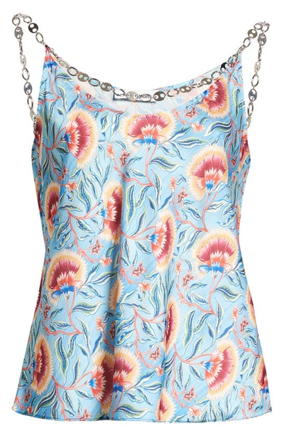 Shop Paco Rabanne Floral Tank Top In Blue Indian Flower