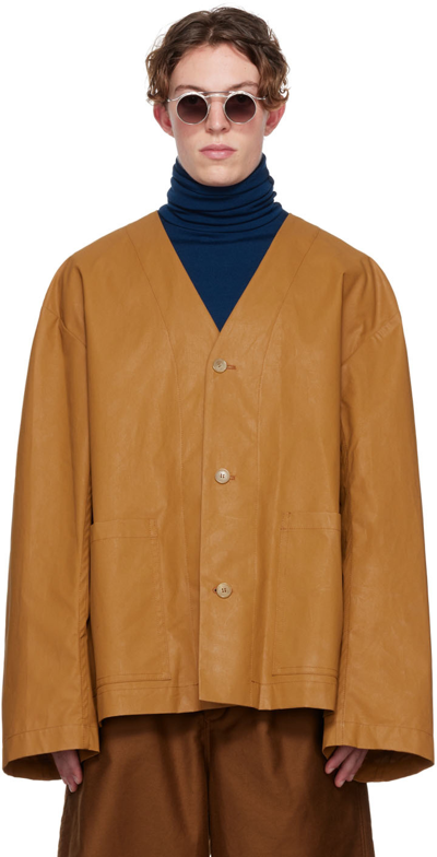 Shop Hed Mayner Brown Cotton Jacket In Ochre With