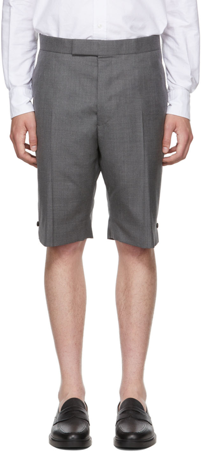 Shop Thom Browne Gray Wool Shorts In 035 Med Grey