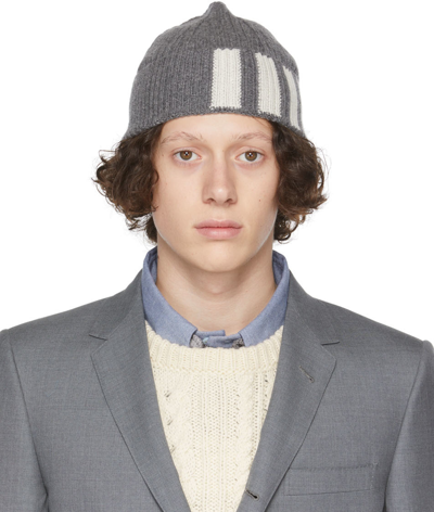 Shop Thom Browne Gray Cashmere 4-bar Beanie In 035 Med Grey