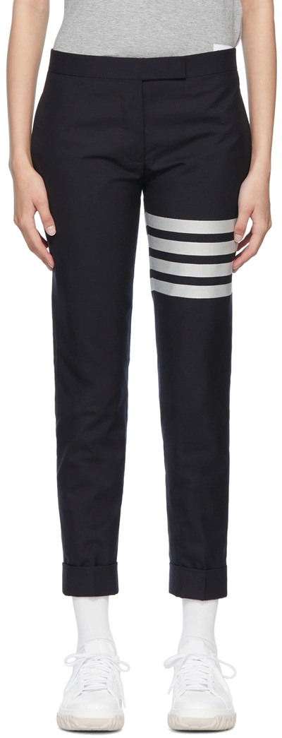 Shop Thom Browne Navy 4-bar Trousers In 415 Navy