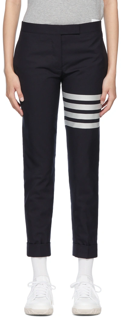 Thom Browne 4-bar Print Straight-leg Trousers In 415 Navy