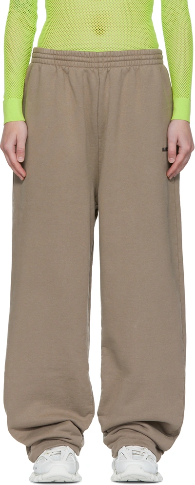 Shop Balenciaga Taupe Cotton Lounge Pants In 0776 Taupe/black