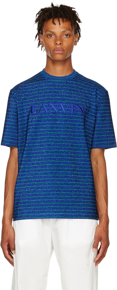Shop Lanvin Blue Viscose T-shirt In Blue/green