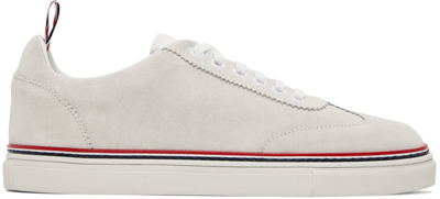 Shop Thom Browne White Field Low-top Sneakers In 100 White