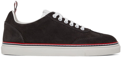 Shop Thom Browne Gray Field Low-top Sneakers In 025 Dark Grey