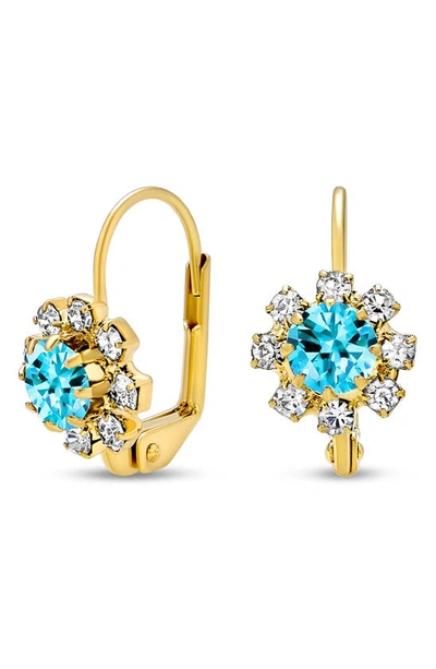 Shop Bling Jewelry Flower Lever Back Earrings In Aqua