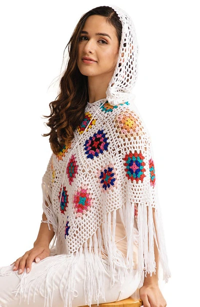 Saachi Square Crochet Kimono In White