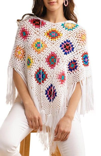 Saachi Square Crochet Kimono In White