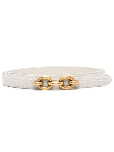 Shop Saint Laurent Chain-detail Leather Belt In White