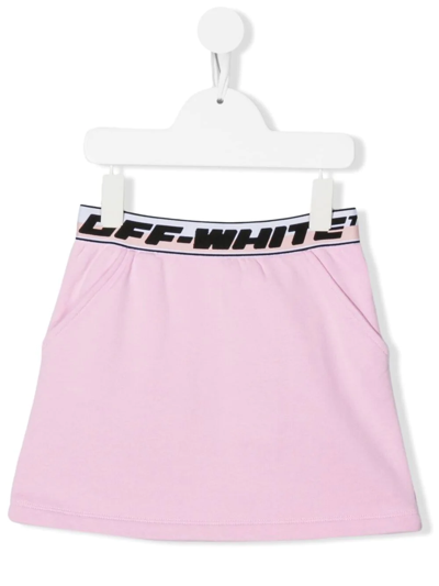 Shop Off-white Logo Embroidered Mini Skirt In Pink