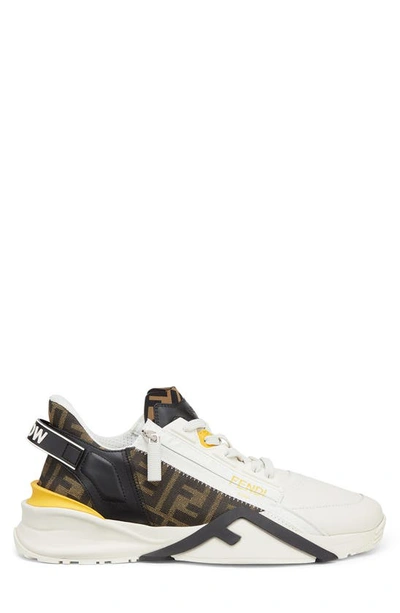 Shop Fendi Flow Logo Low Top Sneaker In White/ Yellow