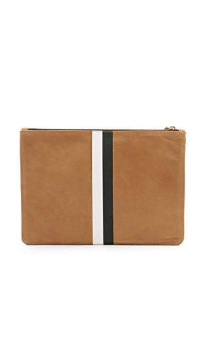 Shop Clare V Flat Clutch In Camel/black/white