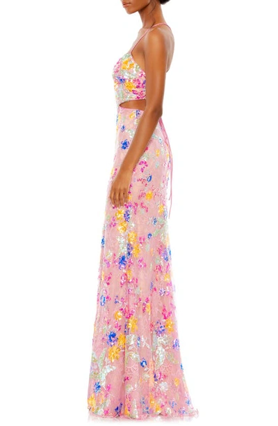 Shop Mac Duggal Sequin Sheath Gown In Pink Multi