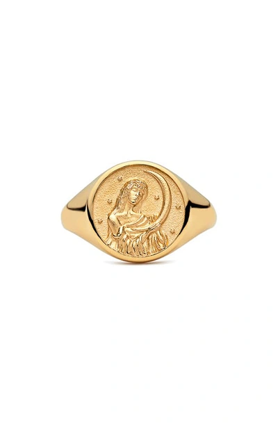 Shop Awe Inspired Selene Signet Ring In Gold Vermeil