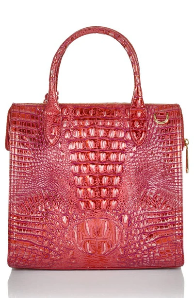 Shop Brahmin Caroline Croc Embossed Leather Satchel In Red Dragon Melbourne