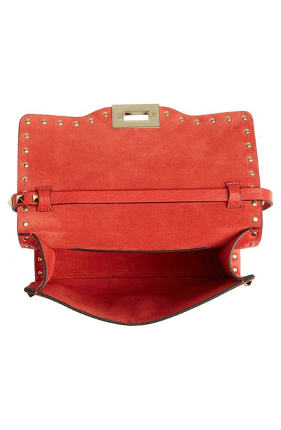 Shop Valentino Small Rockstud Leather Shoulder Bag In Rouge Pur