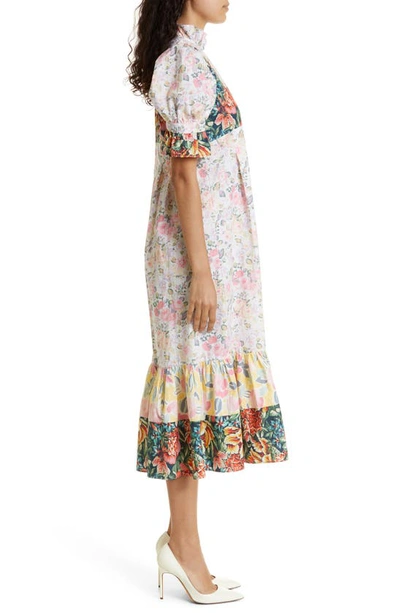 Shop Batsheva Ruthin Floral Print Ruffle Dress In Quartet