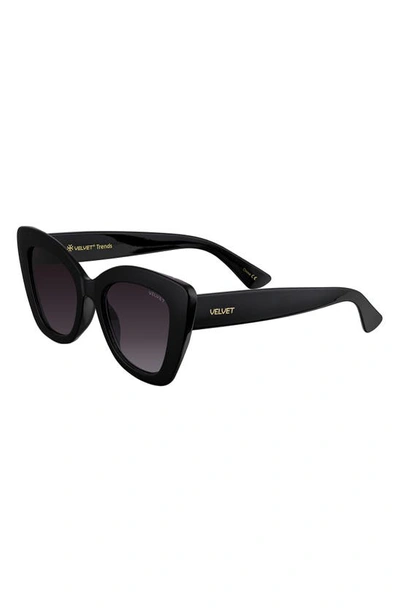 Shop Velvet Eyewear Maya 57mm Gradient Cat Eye Sunglasses In Black
