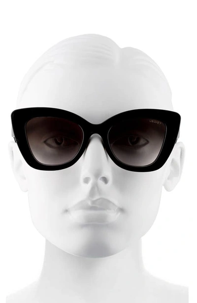 Shop Velvet Eyewear Maya 57mm Gradient Cat Eye Sunglasses In Black