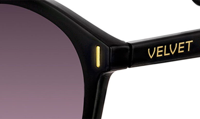 Shop Velvet Eyewear Amelia 50mm Polarized Round Sunglasses In Black