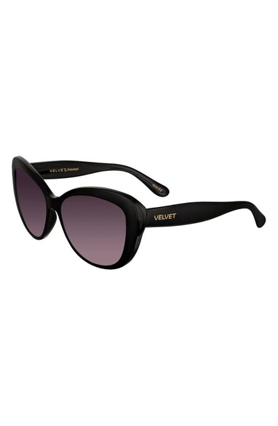 Shop Velvet Eyewear Chrystie 55mm Gradient Polarized Oval Sunglasses In Black