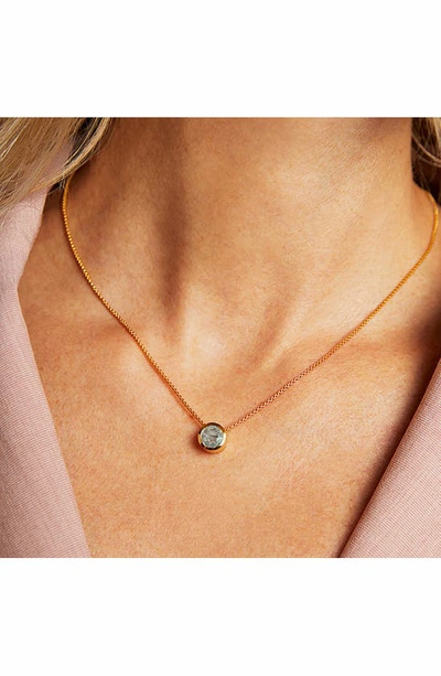 Shop Dean Davidson Midi Signature Stone Pendant Necklace In Aquamarine/ Gold