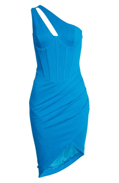 Shop Lavish Alice One-shoulder Cutout Cocktail Dress In Cerulean Blue