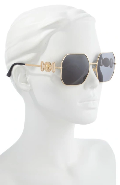 Shop Versace 58mm Square Sunglasses In Gold/ Dark Grey